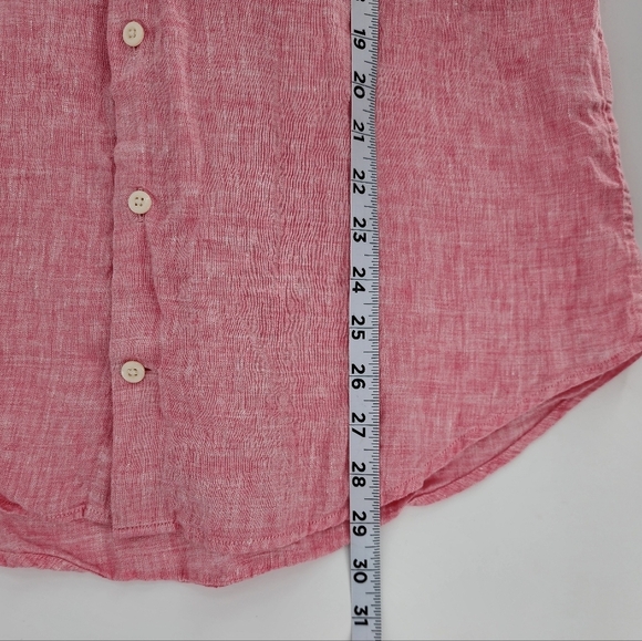 Peter Millar Long Sleeve Button Down Collared Shirt 100% Linen Medium - Picture 7 of 10